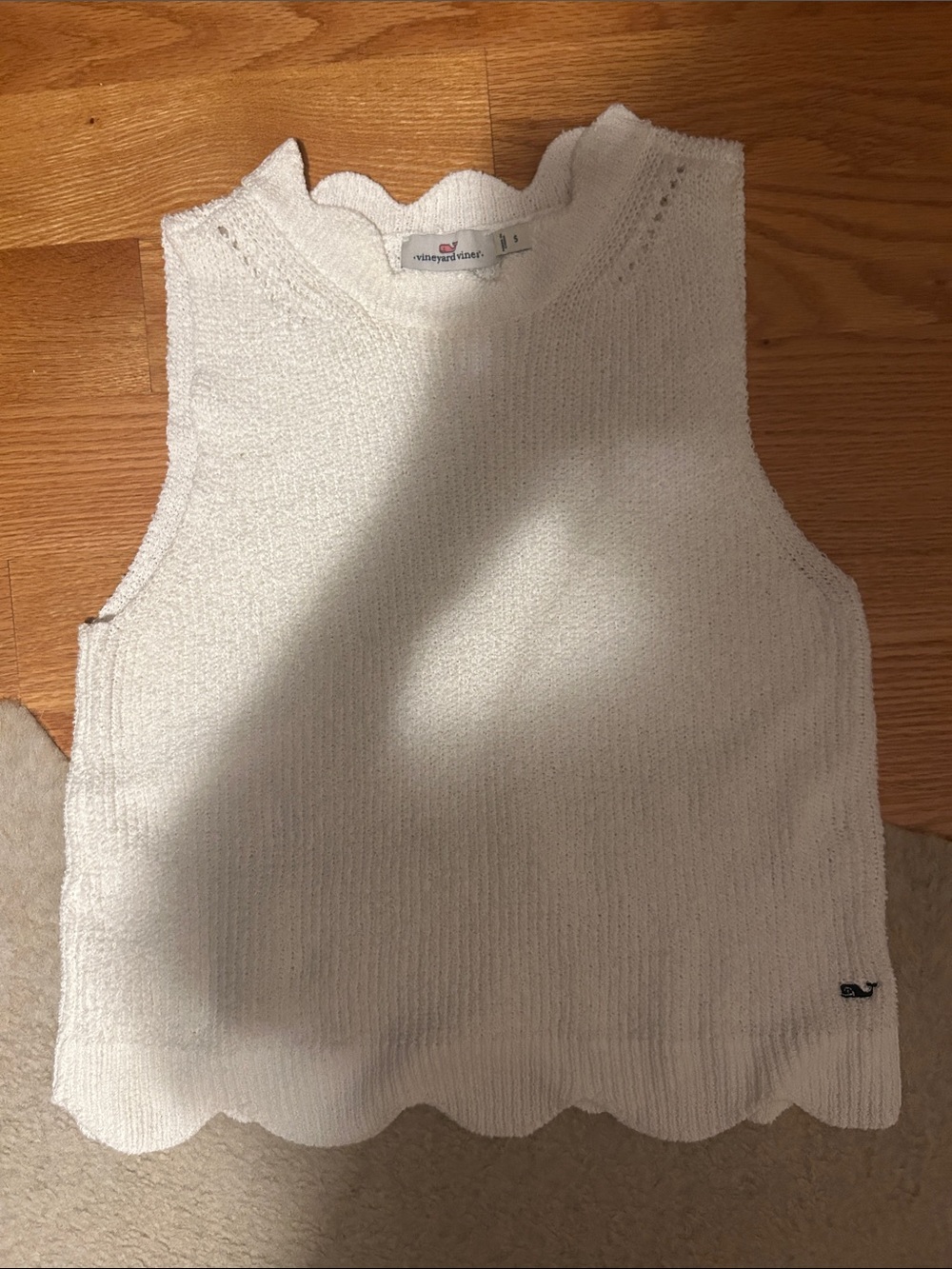 Vineyard Vines White Scallop Knit Sleeveless Top Sz. Small